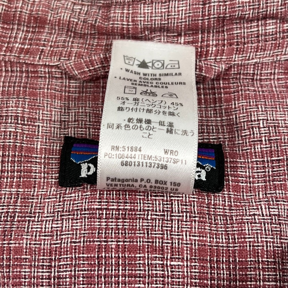 Patagonia Red Woven Plaid Migration Hemp Short Sleeve Shirt Men's Size Large - Picture 3 of 6